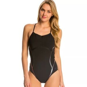 Speedo Lzr Fit Thin Strap One Piece Swimsuit Power Plus 14 Black Flyback Racing